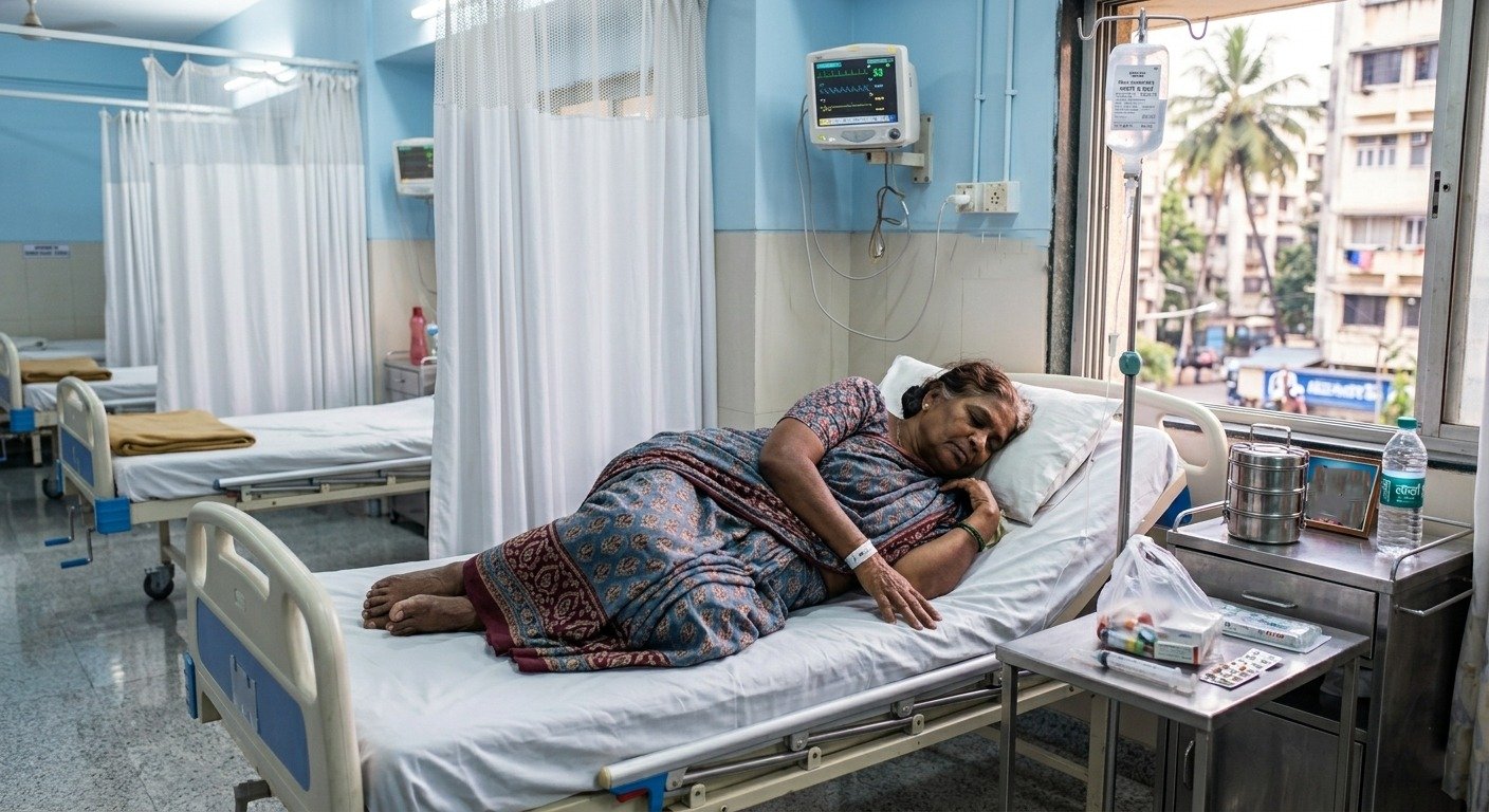 Patient experiencing abdominal pain while consulting a doctor about early symptoms of kidney stones